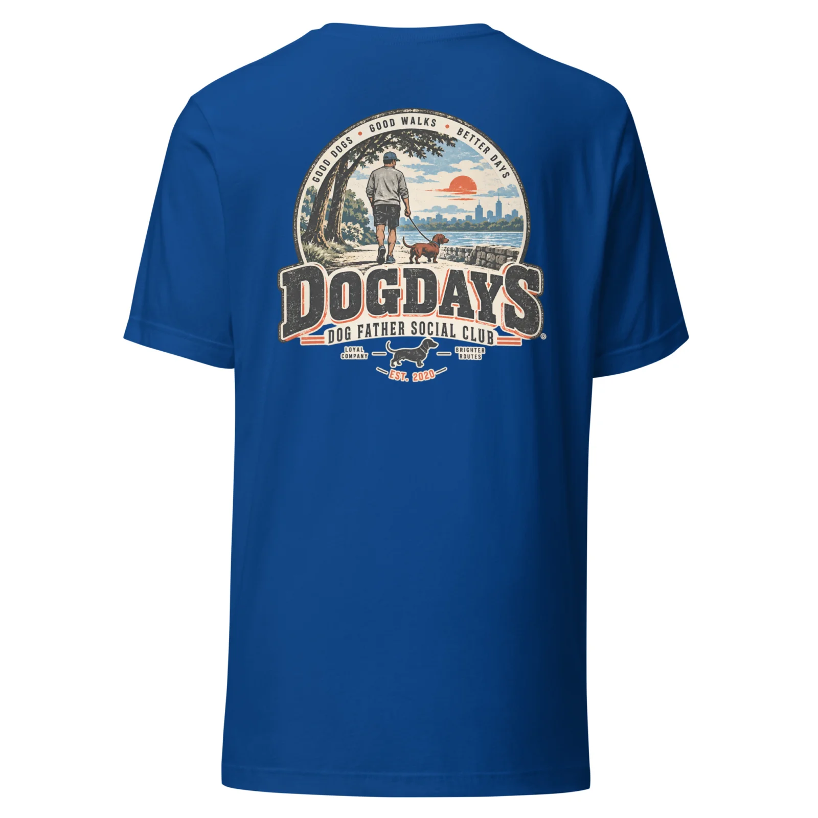 Blå T-shirt, bakifrån – Dog Father