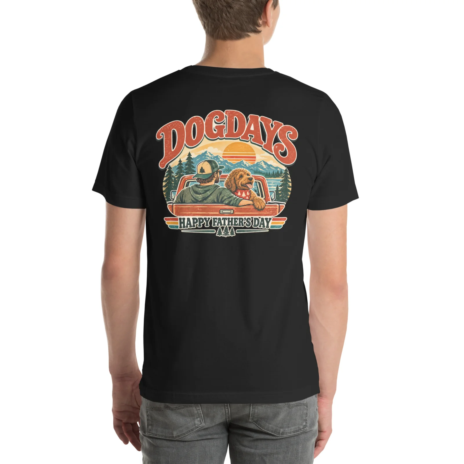 Vintage svart T-shirt, bakifrån – Happy Fathers Day