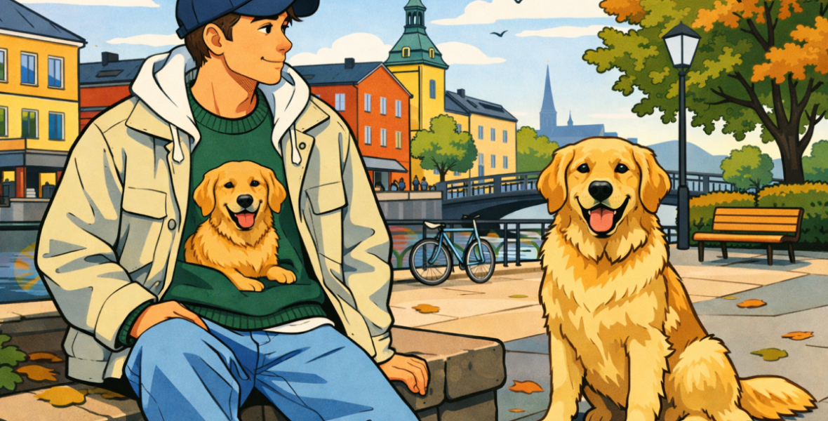En enkel outfit med hundmotiv - blog image about outfit kring hundmotiv