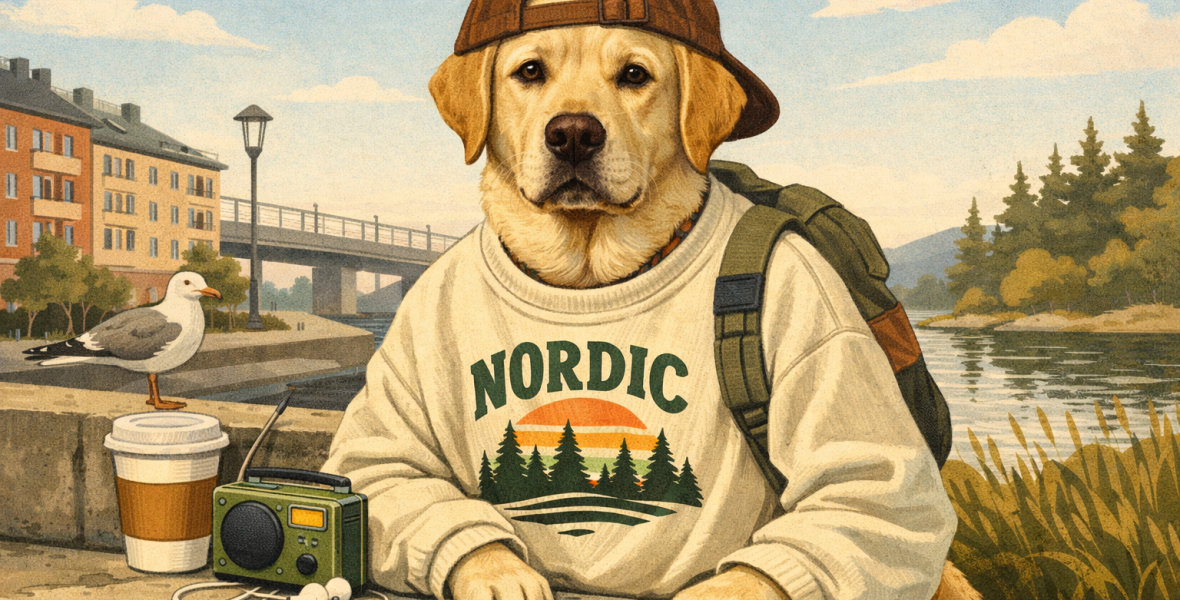 Labradormotiv på kläder med rätt känsla - blog image about labrador tryck kläder