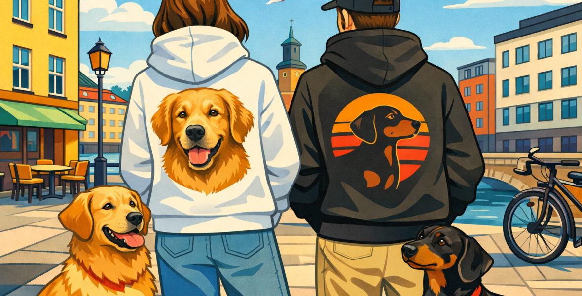 Personlig hoodie eller färdig hunddesign? - blog image about personlig hoodie med hundmotiv