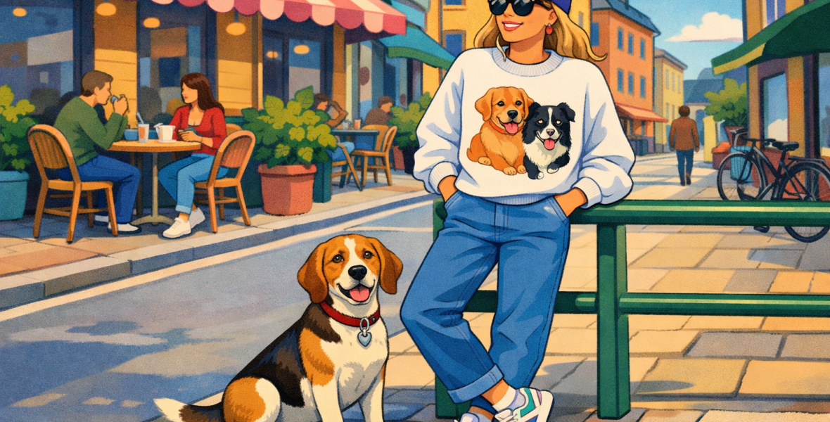 Så stylar du en sweatshirt med hundtryck - blog image about sweatshirt med hundtryck